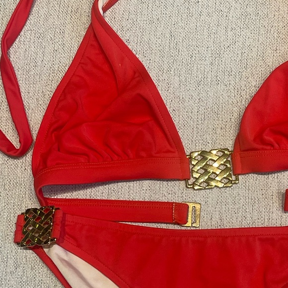 Milly Two-Piece Bikini Set - Orange w/ Gold Details - Like New - Wore 1x - Saks - Picture 6 of 9